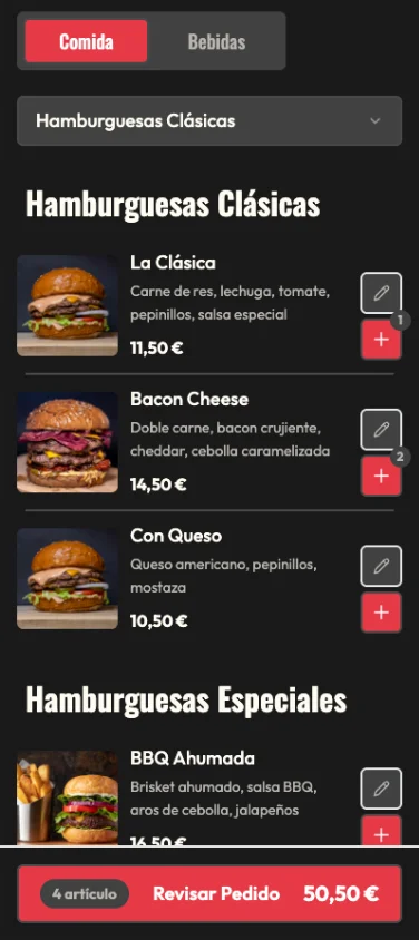 Burger Shack menu example